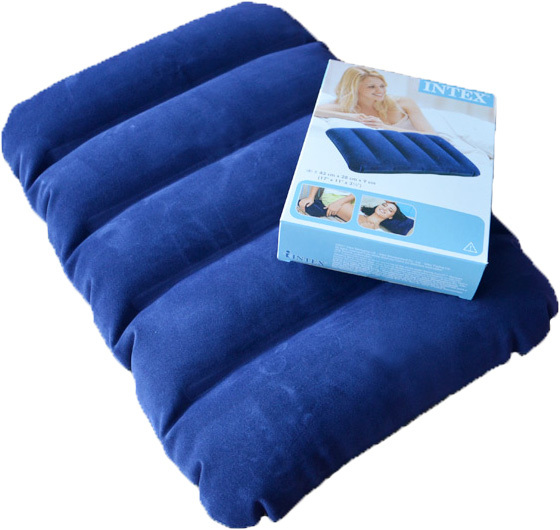 Подушка надувная флокированная, синяя  